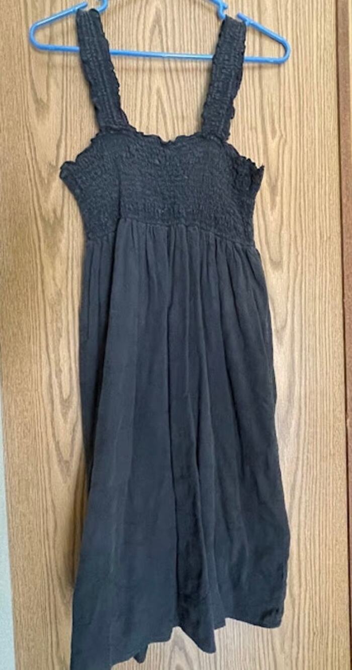 Sonoma Black Smocked Midi Dress Tank Strap Casual Summer Sundress Size M